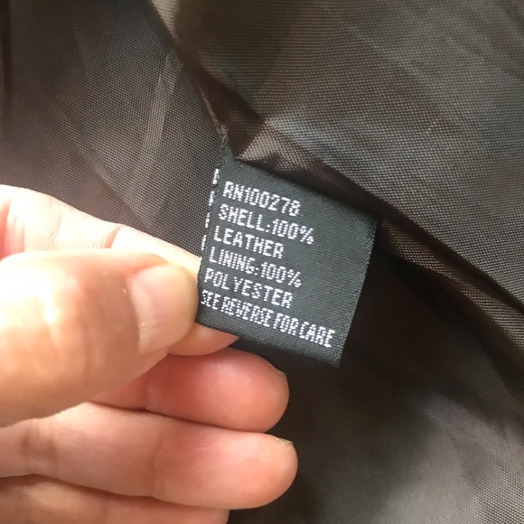 COOLWEAR Leather Jacket, Brown Leather Jacket, Bomber Jacket, Zip Up, Large - Picture 14 of 16